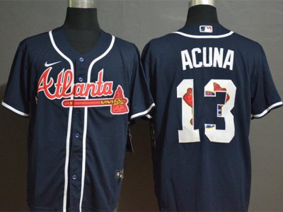 Atlanta Braves #13 Ronald Acuna Jr. Blue Printing Cool Base Jersey