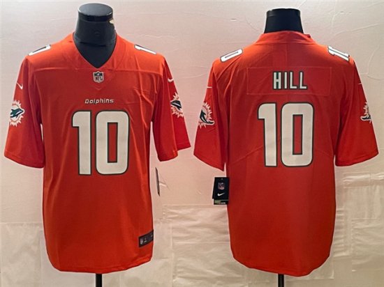 Miami Dolphins #10 Tyreek Hill Orange Vapor Limited Jersey