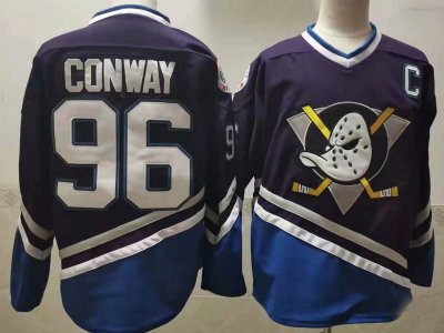 Anaheim Mighty Ducks #96 Charlie Conway Purple Reverse Retro C Patch Jersey