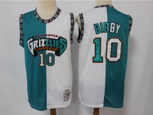 Vancouver Grizzlies #10 Mike Bibby Split Teal&White Hardwood Classic Jersey