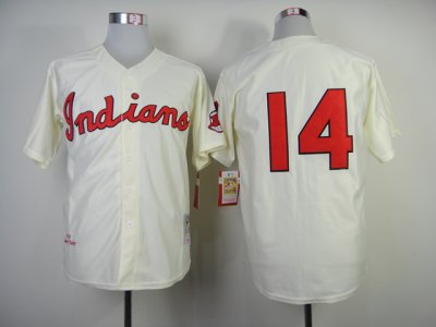 Cleveland Indians #14 Larry Doby 1951 Throwback Cream Jersey