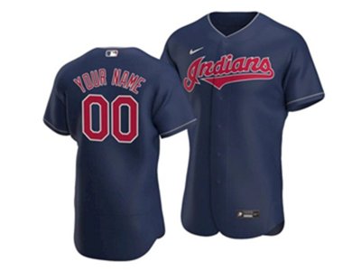 Cleveland Indians Custom #00 Navy Cool Base Jersey