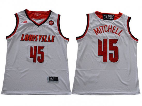 Louisville Cardinals #45 Donovan Mitchell White College Basketball Jersey