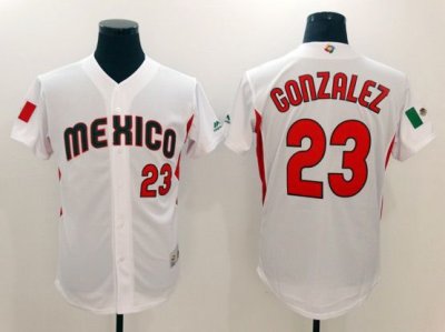 Mexico #23 Adrian Gonzalez White 2017 World MLB Classic Jersey