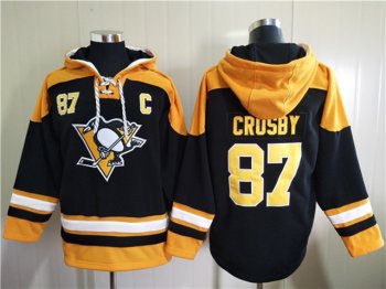 Pittsburgh Penguins #87 Sidney Crosby Black Ageless Must-Have Lace-Up Pullover Hoodie