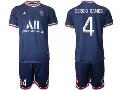 Club Paris Saint Germain #4 Sergio Ramos Home Navy 2021/2022 Soccer Jersey