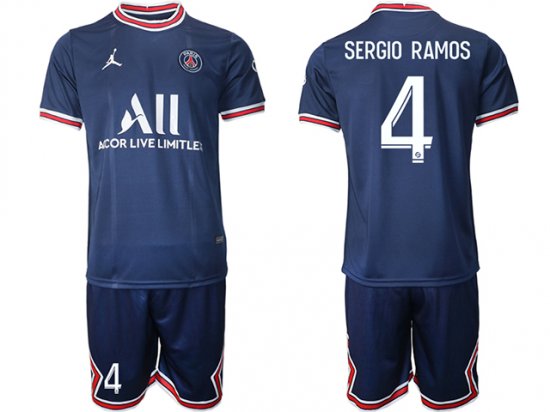 Club Paris Saint Germain #4 Sergio Ramos Home Navy 2021/2022 Soccer Jersey