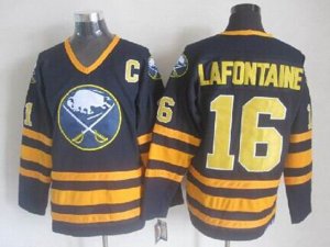 Buffalo Sabres #16 Pat LaFontaine CCM Vintage Navy Blue Jersey