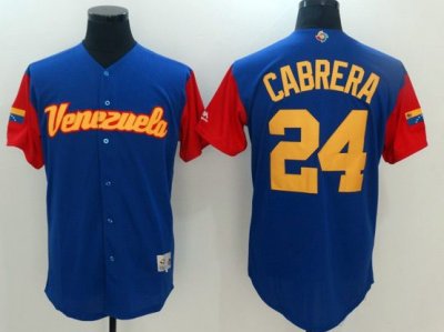 Venezuela #24 Miguel Cabrera Blue 2017 World MLB Classic Jersey