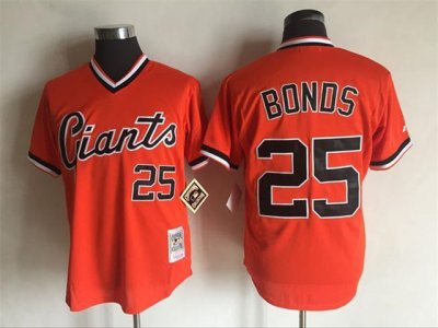 San Francisco Giants #25 Barry Bonds Throwback Orange Jersey