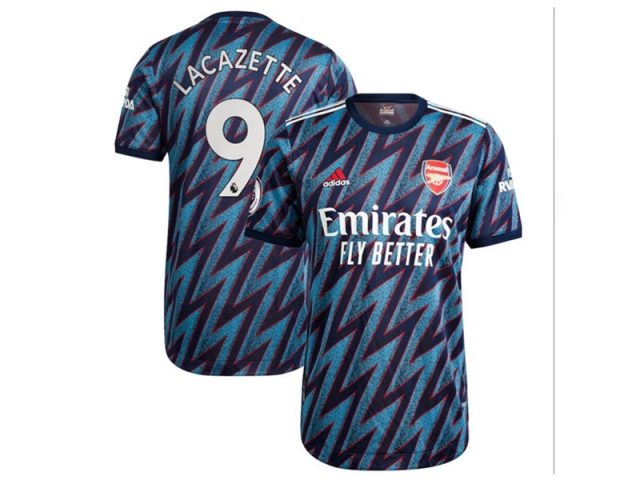 Club Arsenal #9 Lacazette Third Blue 2021/22 Soccer Jersey - Click Image to Close