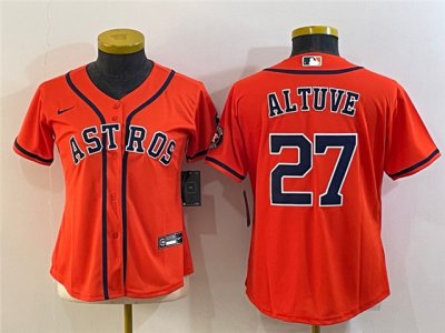 Women's Houston Astros #27 Jose Altuve Orange Cool Base Jersey