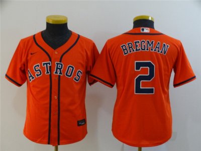 Youth Houston Astros #2 Alex Bregman Orange Cool Base Jersey
