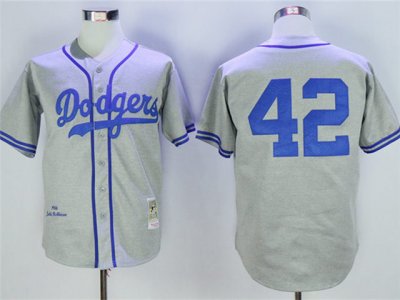 Los Angeles Dodgers #42 Jackie Robinson 1955 Throwback Gray Jersey