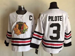 Chicago Blackhawks #3 Pierre Pilote 1963 CCM Vintage White Jersey