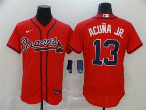 Atlanta Braves #13 Ronald Acuna Jr. Red Flex Base Jersey