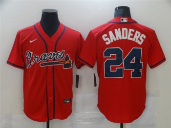 Atlanta Braves #24 Deion Sanders Red Cool Base Jersey