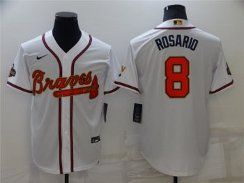 Atlanta Braves #8 Eddie Rosario White 2022 Gold Program Cool Base Jersey