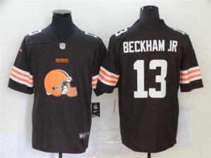 Cleveland Browns #13 Odell Beckham Jr. Brown Team Big Logo Vapor Limited Jersey