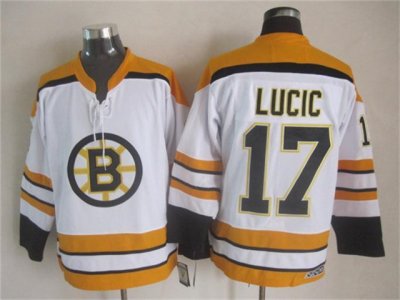 Boston Bruins #17 Milan Lucic Vintage CCM White Jersey