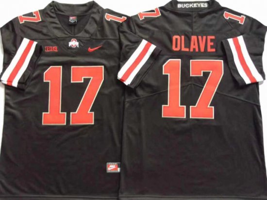 NCAA Ohio State Buckeyes #17 Chris Olave Black Red College Football Jersey