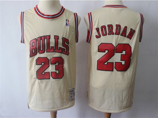 Chicago Bulls #23 Michael Jordan Cream Hardwood Classics Jersey