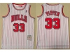 Chicago Bulls #33 Scottie Pippen White Pinstripe Hardwood Classics Jersey