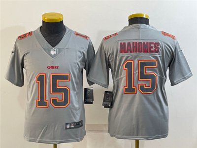 Youth Kansas City Chiefs #15 Patrick Mahomes Gray Atmosphere Fashion Limited Jersey