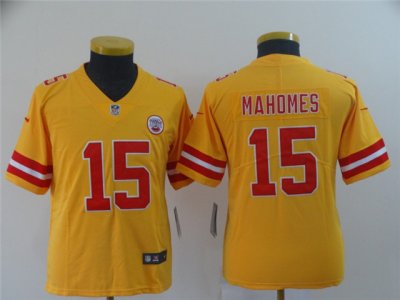Youth Kansas City Chiefs #15 Patrick Mahomes Gold Inverted Limited Jersey