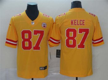 Kansas City Chiefs #87 Travis Kelce Gold Inverted Limited Jersey