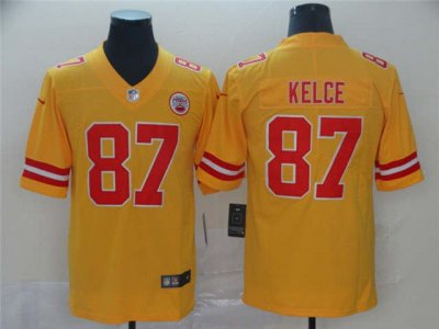 Kansas City Chiefs #87 Travis Kelce Gold Inverted Limited Jersey