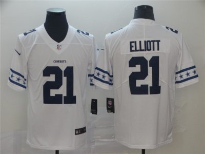 Dallas Cowboys #21 Ezekiel Elliott White Team Logos Fashion Limited Jersey