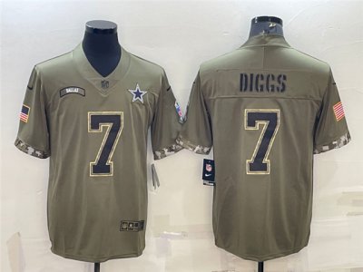 Dallas Cowboys #7 Trevon Diggs 2022 Olive Salute To Service Limited Jersey