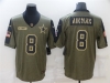 Dallas Cowboys #8 Troy Aikman 2021 Olive Salute To Service Limited Jersey