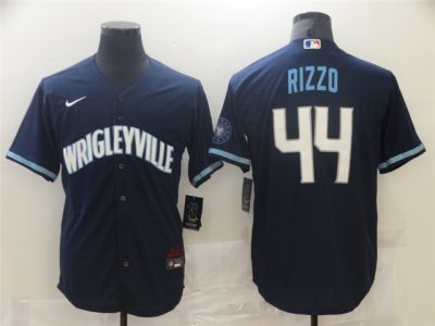 Chicago Cubs #44 Anthony Rizzo Navy 2021 City Connect Cool Base Jersey