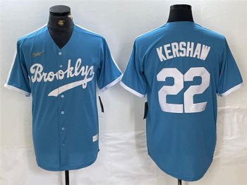 Los Angeles Dodgers #22 Clayton Kershaw Light Blue Cooperstown Collection Jersey