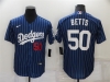 Los Angeles Dodgers #50 Mookie Betts Blue Pinstripe Cool Base Jersey