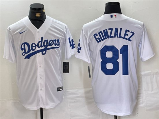 Los Angeles Dodgers #81 Victor González White Cool Base Jersey