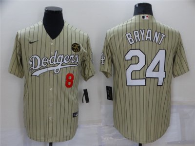 Los Angeles Dodgers #8/24 Kobe Bryant Gold Pinstripe KB Cool Base Jersey