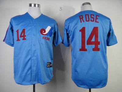 Montreal Expos #14 Pete Rose Blue Throwback Jersey