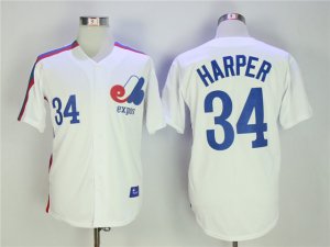 Montreal Expos #34 Bryce Harper White Throwback Jersey