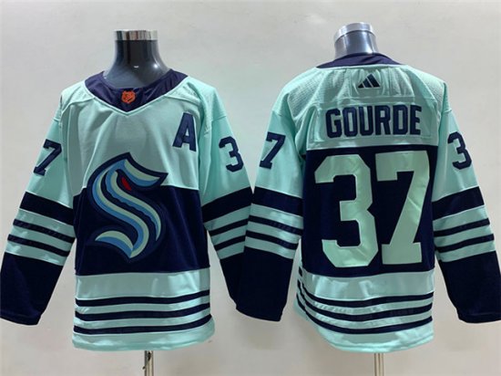 Seattle Kraken #37 Yanni Gourde Teal 2022/23 Reverse Retro Jersey