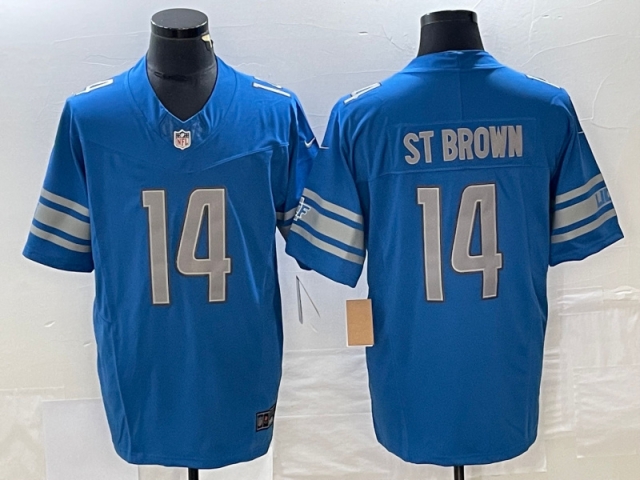 Detroit Lions #14 Amon-Ra St. Brown Blue Vapor F.U.S.E. Limited Jersey - Click Image to Close