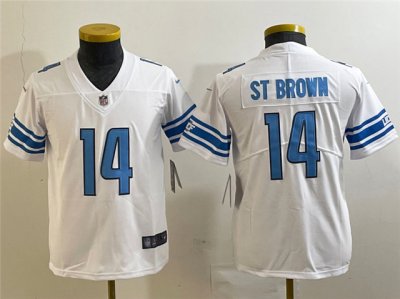 Youth Detroit Lions #14 Amon-Ra St. Brown White Vapor Limited Jersey