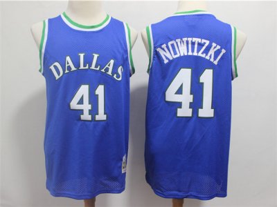 Dallas Mavericks #41 Dirk Nowitzki 1998-99 Blue Hardwood Classic Jersey