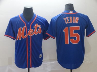 New York Mets #15 Tim Tebow Royal/Orange Cool Base Jersey