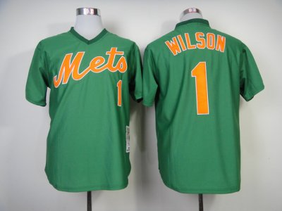 New York Mets #1 Mookie Wilson Throwback Green Jersey