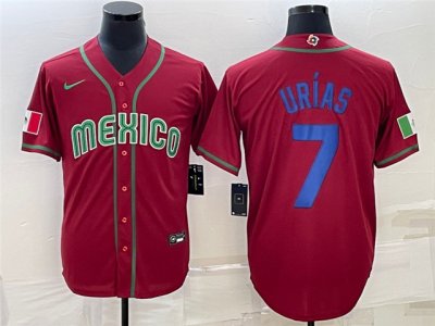 Mexico #7 Julio Urias Red 2023 World Baseball Classic Jersey