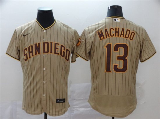 San Diego Padres #13 Manny Machado Gray Pinstripe 2020 Flex Base Jersey ...