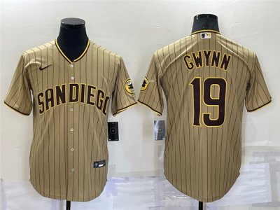 San Diego Padres #19 Tony Gwynn Gray Pinstripe Cool Base Jersey